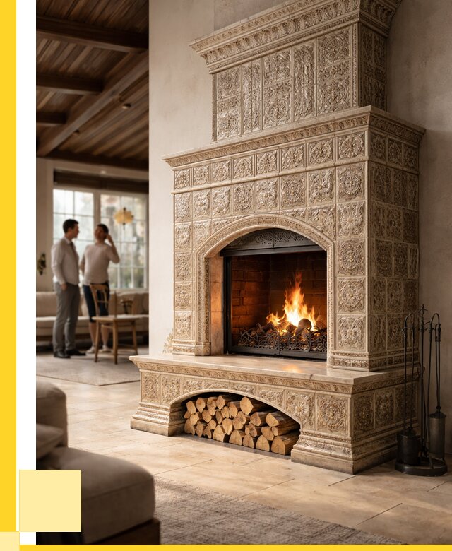 Купить изразцовый камин в Щекине от 257300 р. | ЭриданЕкн