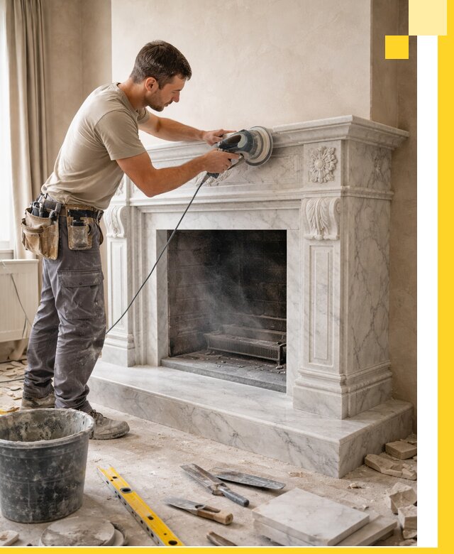 Изготовление и установка мраморных каминов в Щекине под ключ