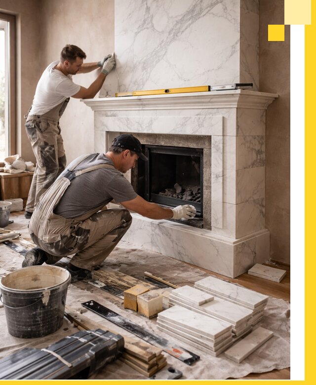 Отделка каминов в Щекине качественные облицовочные работы