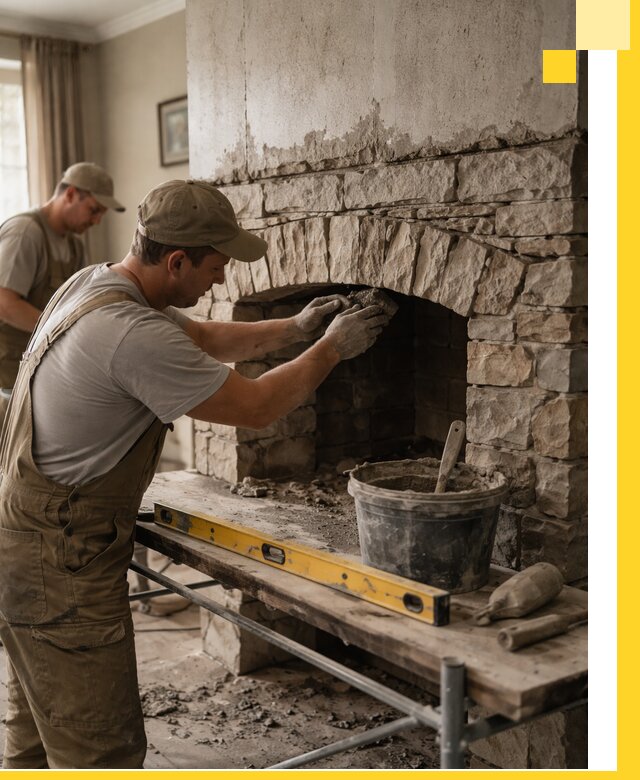 Изготовление каминов под ключ в Щекине, монтаж и отделка