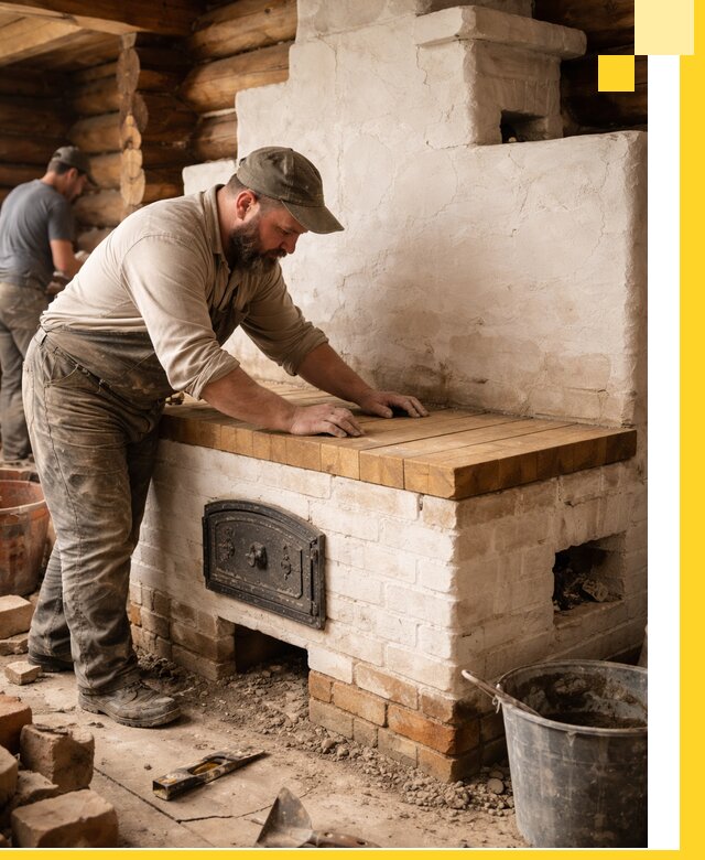 Проектирование и установка русской печи с лежанкой в Щекине