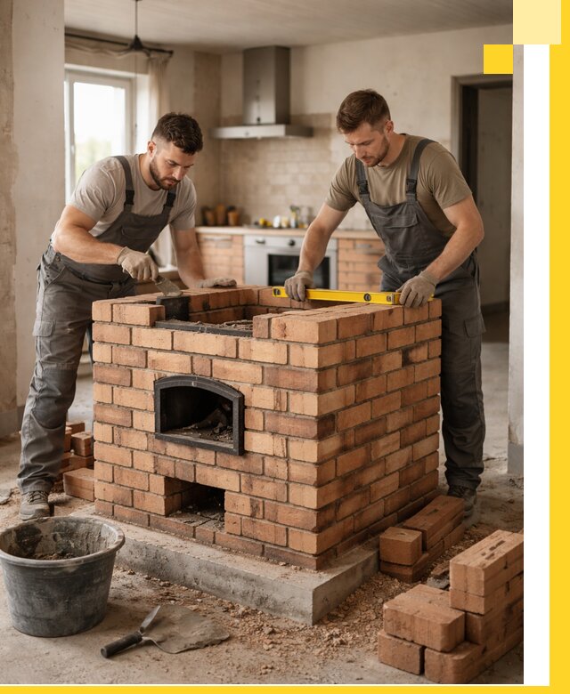 Установка и монтаж печей в частном доме в Щекине под ключ