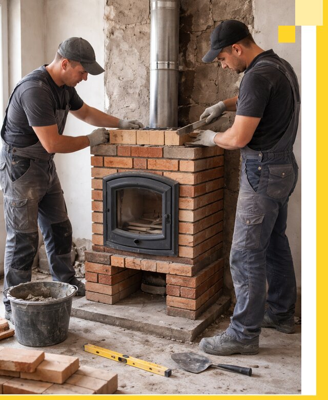 Монтаж печи камина под ключ в Щекине с гарантией и пусконаладкой