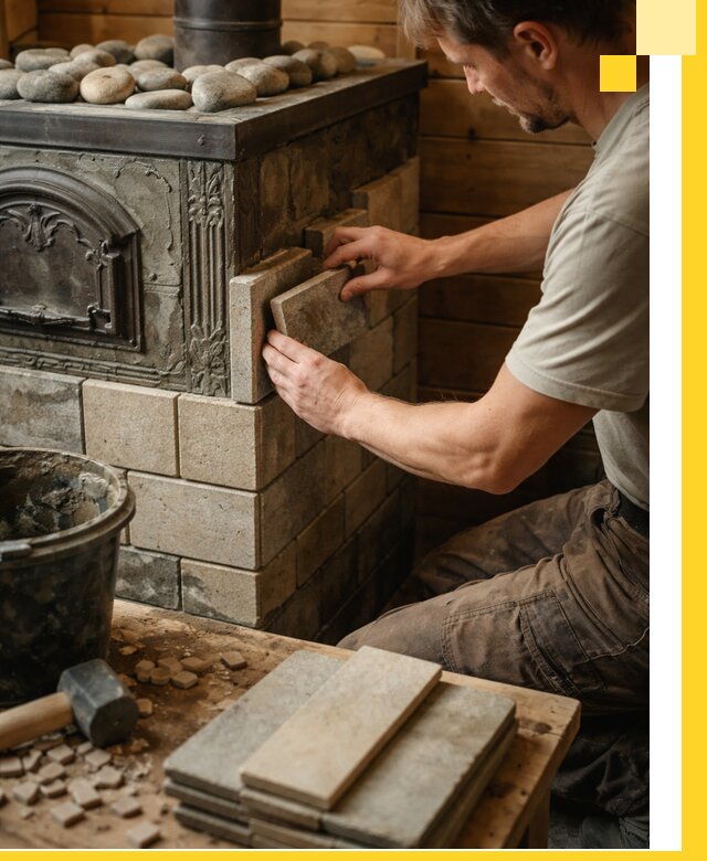 Облицовка банных печей в Щекине профессиональная отделка