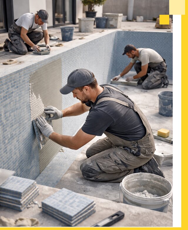 Облицовка бассейнов в Щекине плитка мозаика гидроизоляция