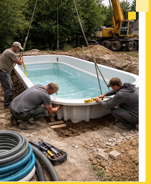 Установка и монтаж композитных бассейнов под ключ в Щекине