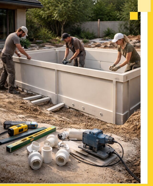 Установка полипропиленовых бассейнов под ключ в Щекине