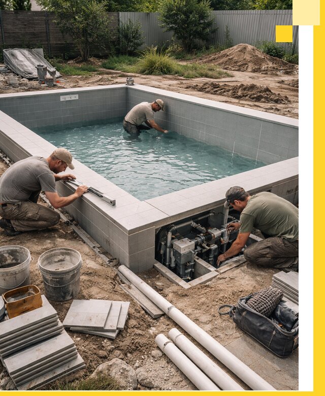 Строительство и монтаж бассейнов для дачи под ключ в Щекине