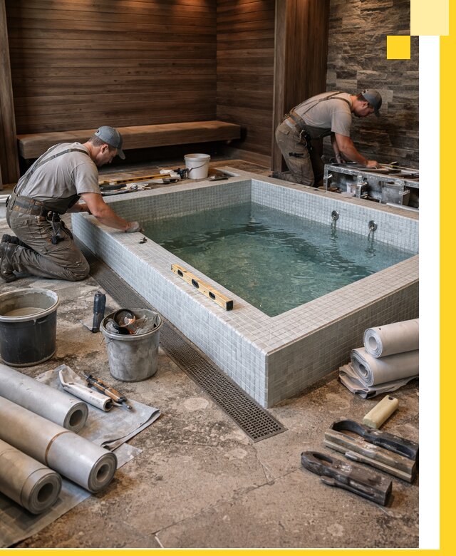 Установка и строительство бассейнов для сауны в Щекине