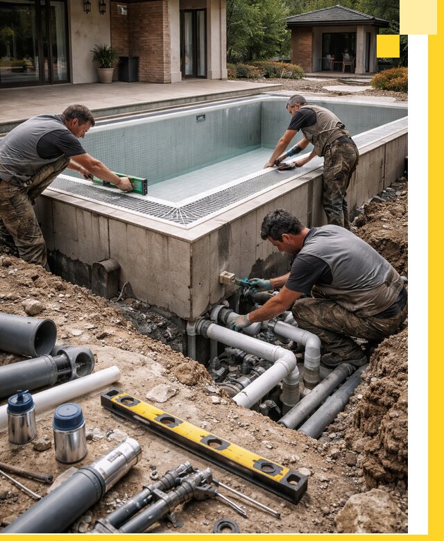 Строительство переливных бассейнов в Щекине под ключ