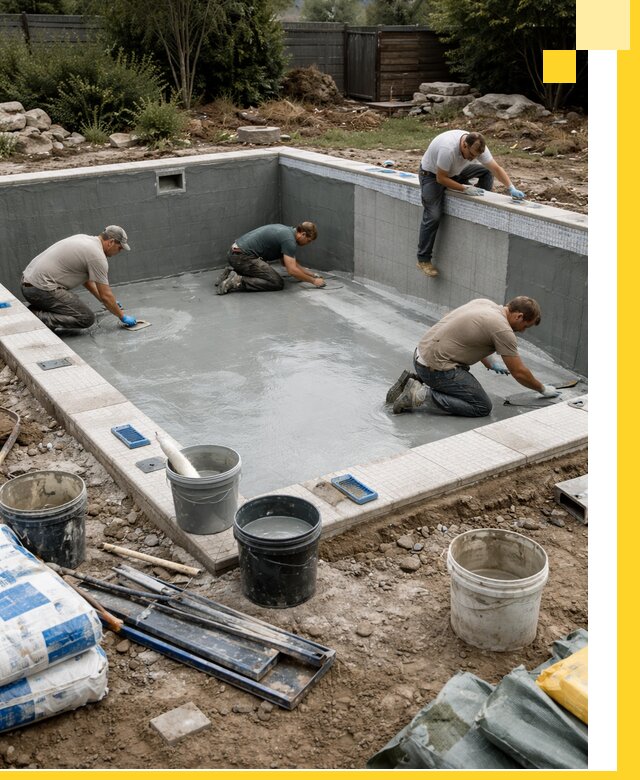 Изготовление и монтаж чаши бассейна под ключ в Щекине