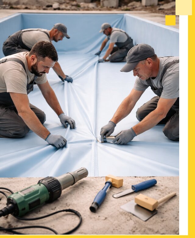 ПВХ пленка для бассейнов с монтажом и гарантией в Щекине