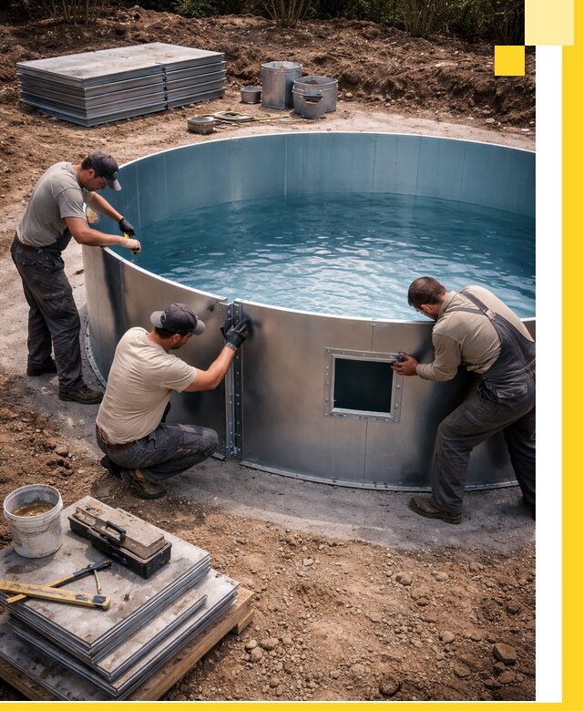 Круглые бассейны под ключ в Щекине проектирование и монтаж