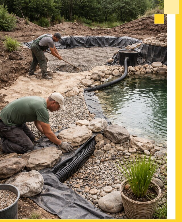 Строительство природных бассейнов и озер в Щекине под ключ