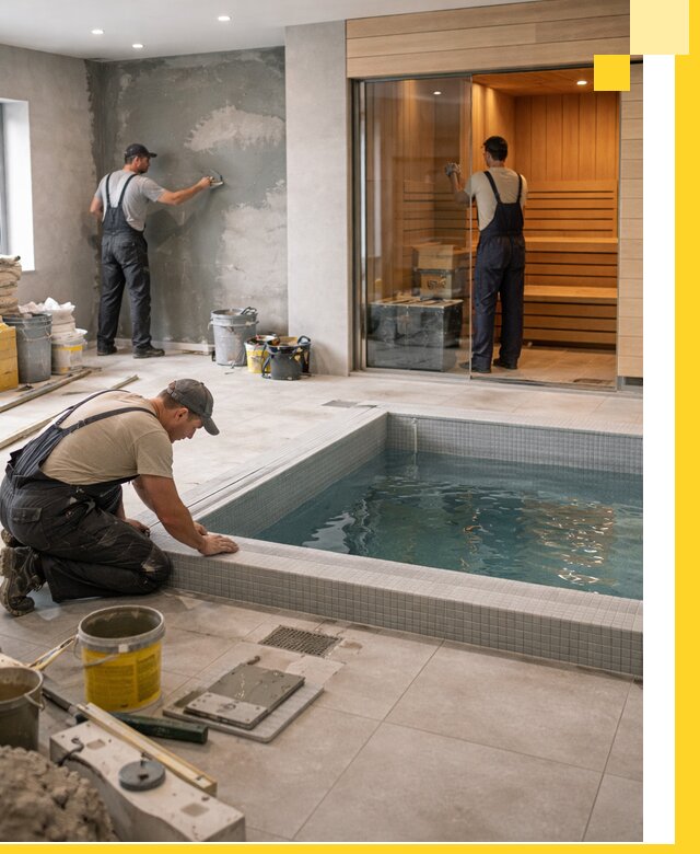 Проектирование и строительство сауны с бассейном в Щекине