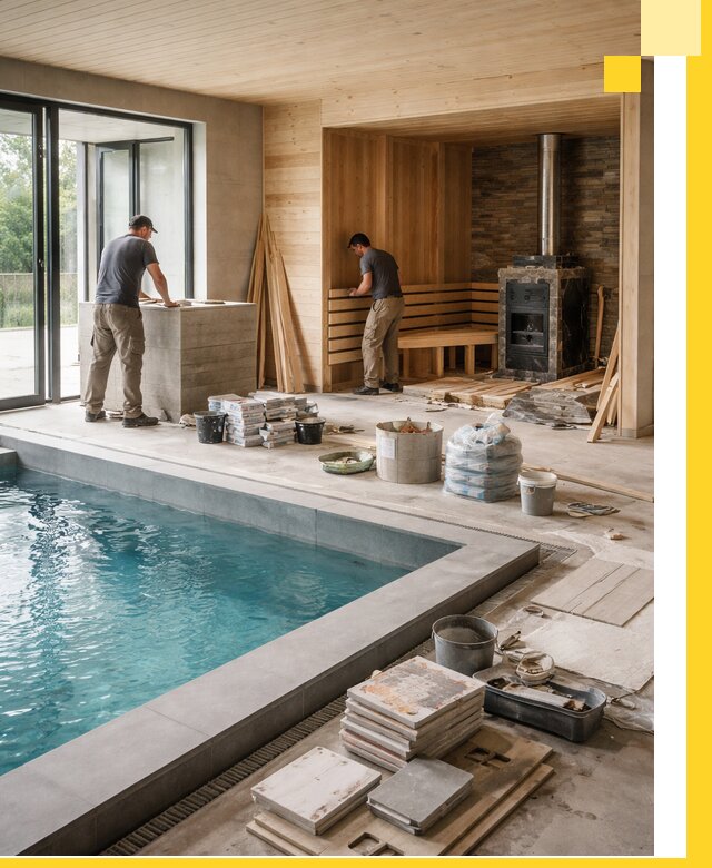 Проектирование и строительство бань с бассейном в Щекине