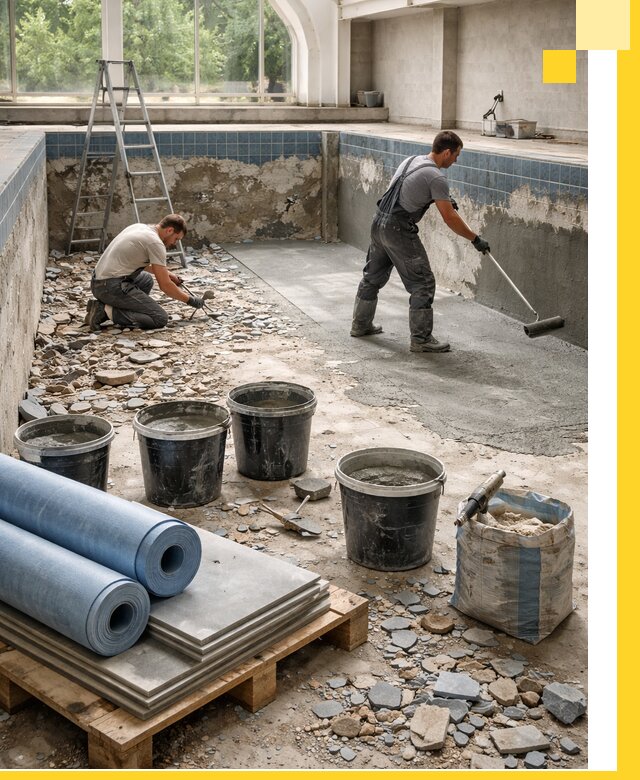 Реконструкция бассейнов в Щекине: ремонт, гидроизоляция