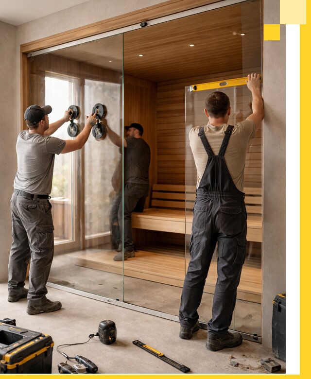 Производство и монтаж стеклянных саун под ключ в Щекине