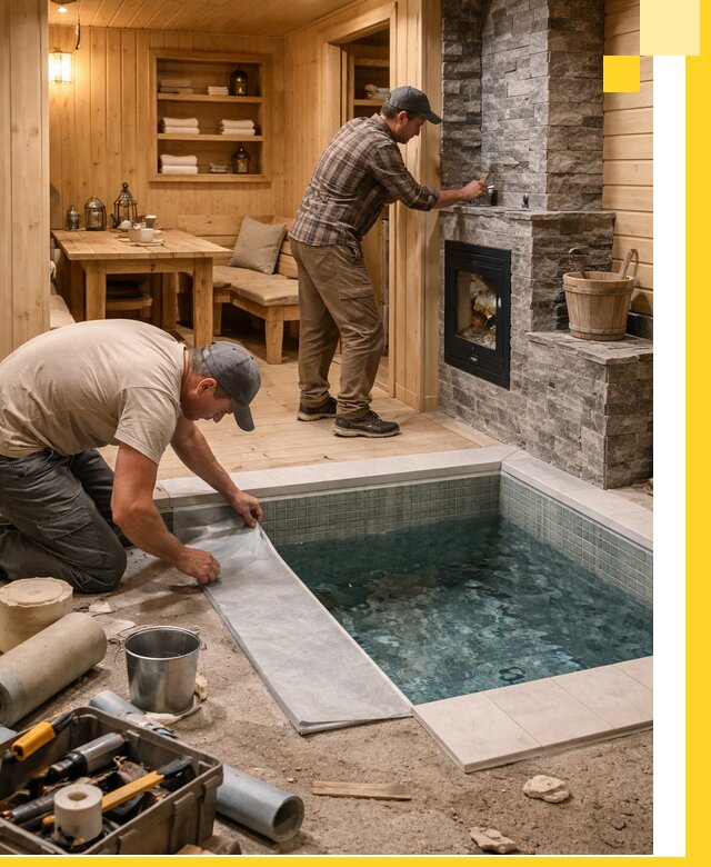 Строительство бань с комнатой отдыха под ключ в Щекине