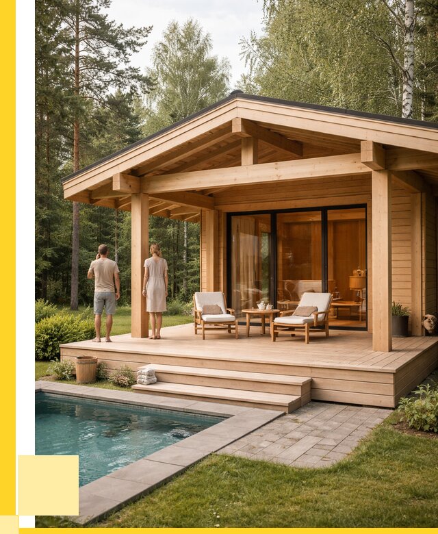 Бани с террасой под ключ в Щекине от 617520 р. | ЭриданЕкн