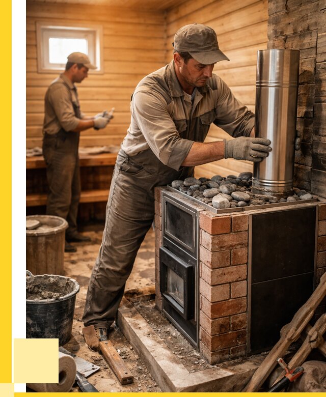 Монтаж печи в бане под ключ в Щекине от 20584 р. | ЭриданЕкн