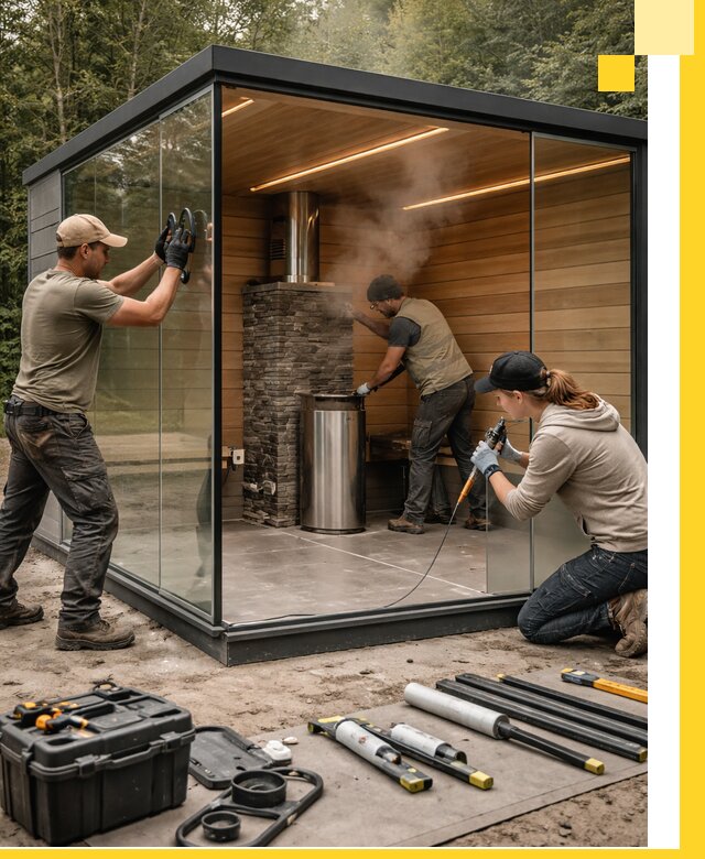 Проектирование и строительство стеклянных бань в Щекине