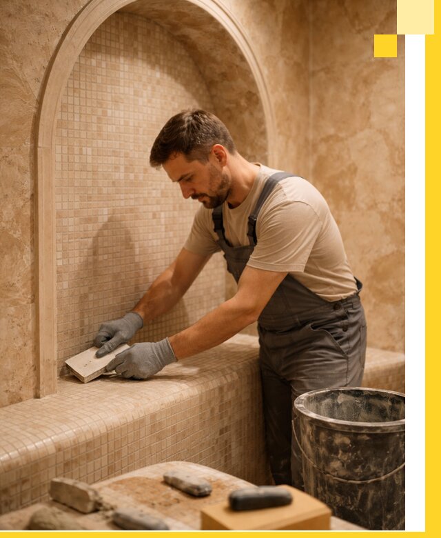 Профессиональная отделка хамамов с мозаикой под ключ в Щекине