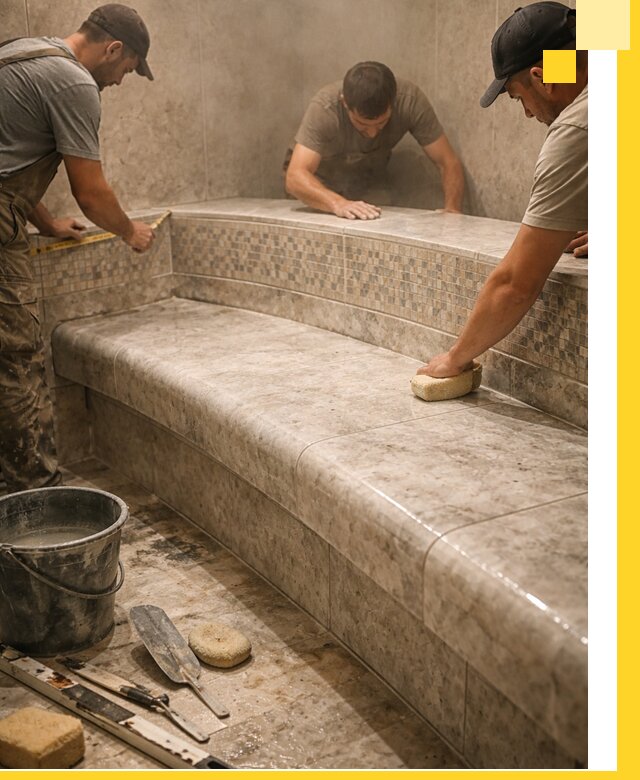 Изготовление и установка сидений для хамама в Щекине